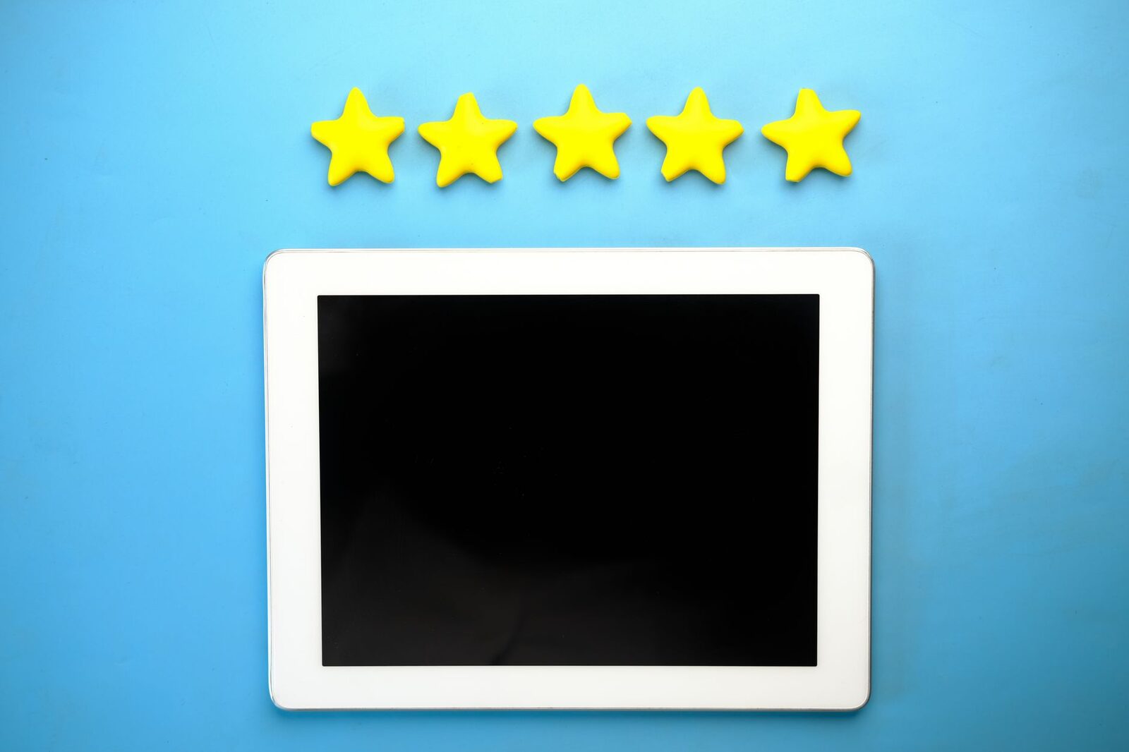 A five-star online review displayed on a smartphone